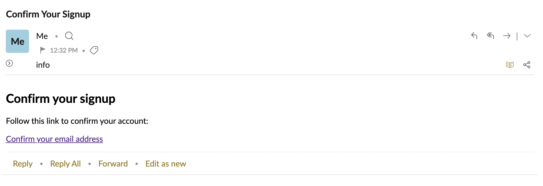 Check your email confirmation screen